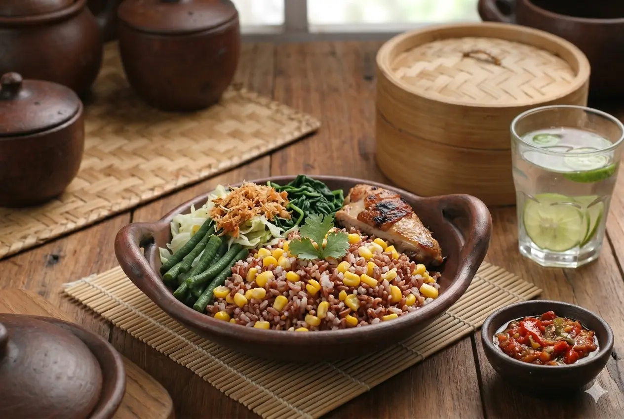 Nasi Jagung Pipil Kukus Campur Beras Merah, Menu Serat Tinggi untuk Diet Seimbang