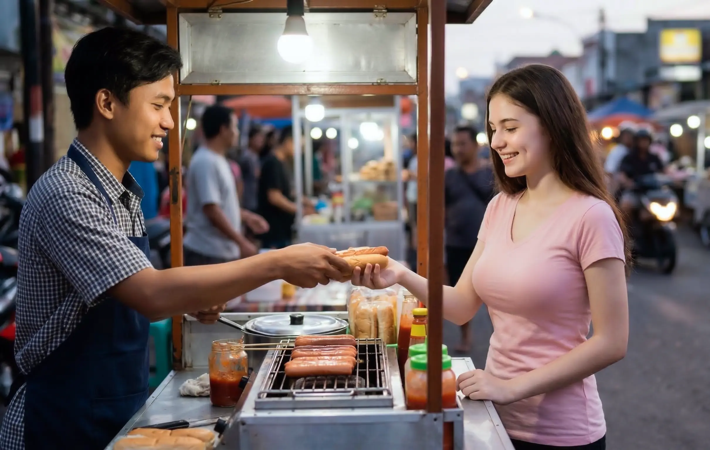 Hotdog Gerobakan Ala Lokal, Bukti Makanan Barat Bisa Merakyat dan Laris Manis